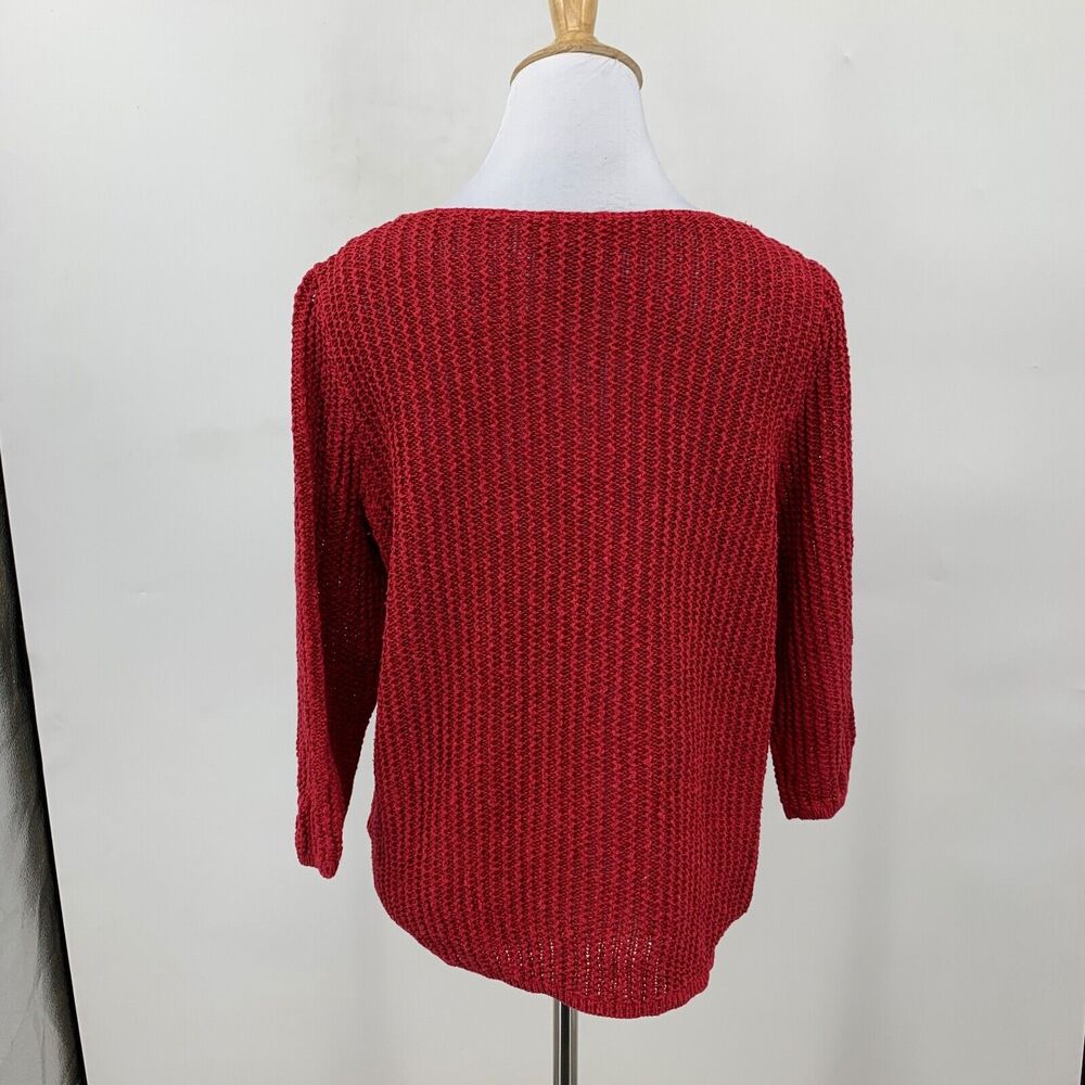Lauren Ralph Lauren Sweater Womens S Small Red Linen Blend Boat Neck 3/4 Sleeves - Picture 5 of 10